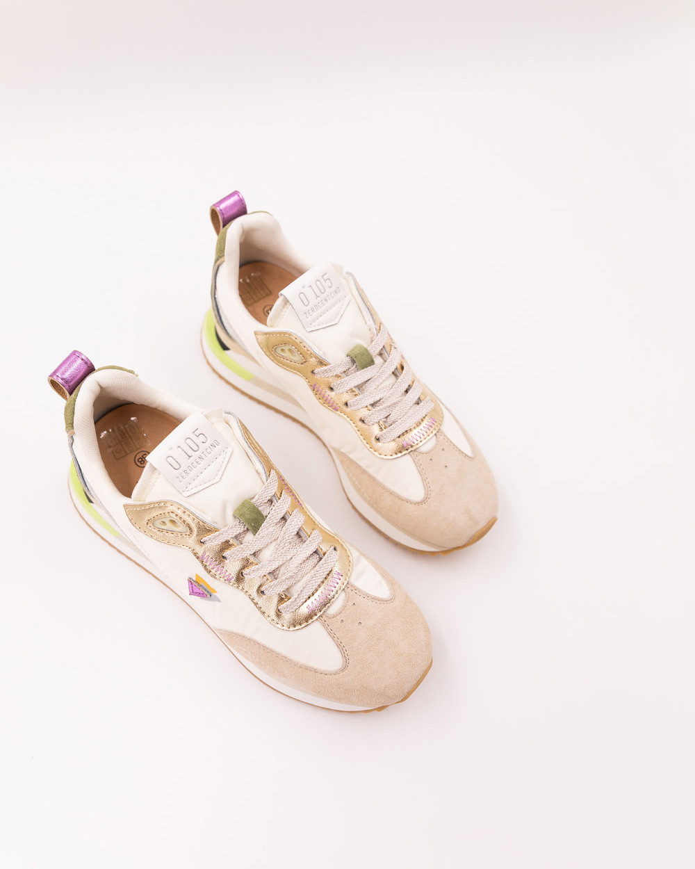 0-105 - white and khaki nylon running shoes - LENOX BLOOMING